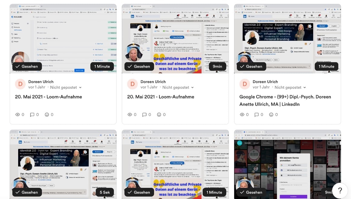Videos in Loom erstellen Marketing Tools Doreen Ullrich