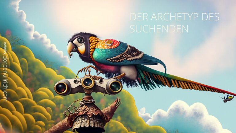 Der Archetyp des Suchenden, Vogel mit Fernglas auf der Suche nach seiner Bestimmung, Erstellt in Adobe Firefly