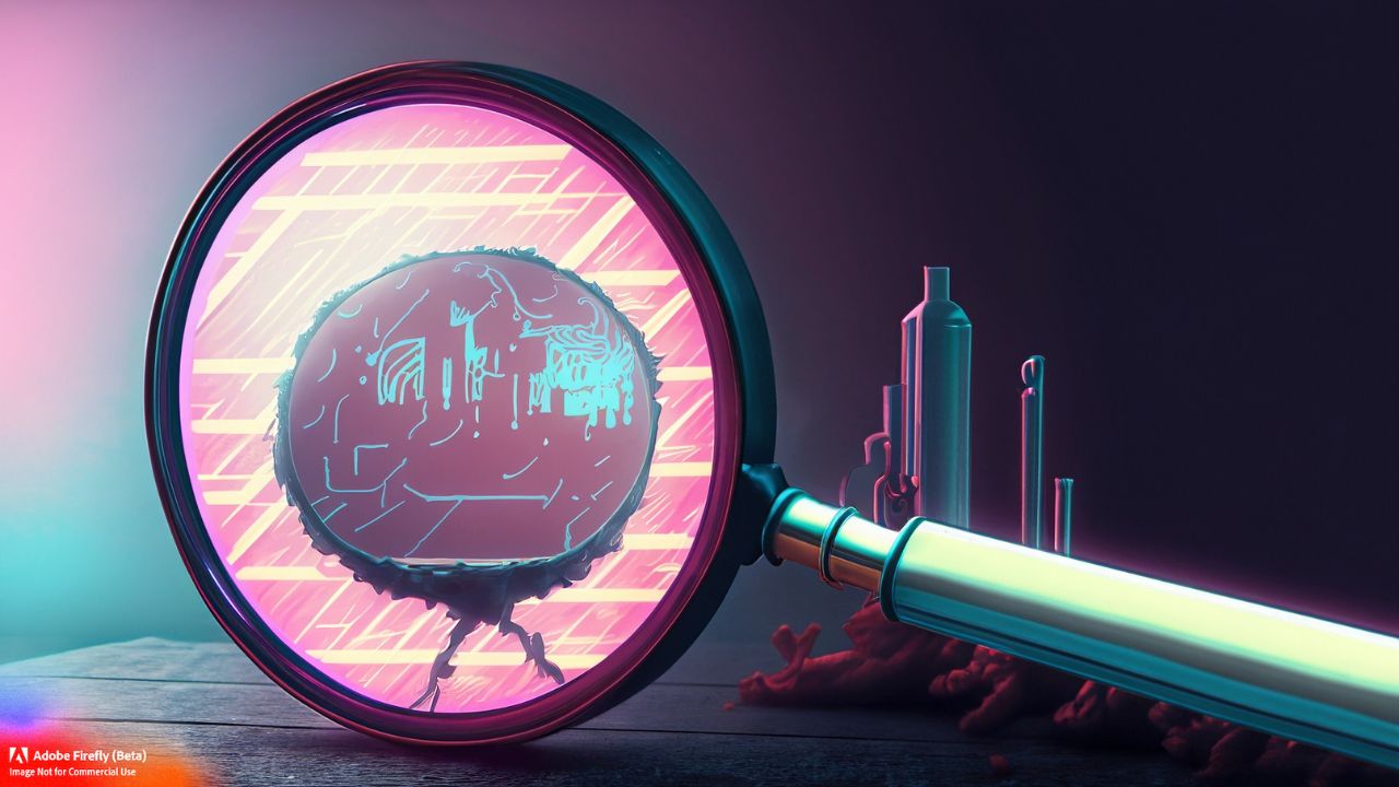 Vorahnungen, Stilmittel beim Storytelling, durch die Lupe wird erkannt, dass die Fabrik irgendwann Schaden anrichet