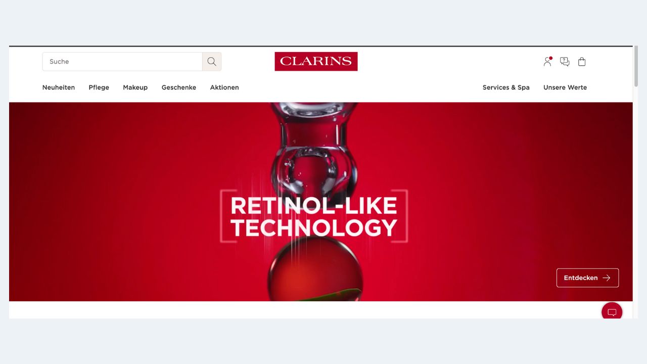 Clarins Website Beispiel Marketing der Zukunft